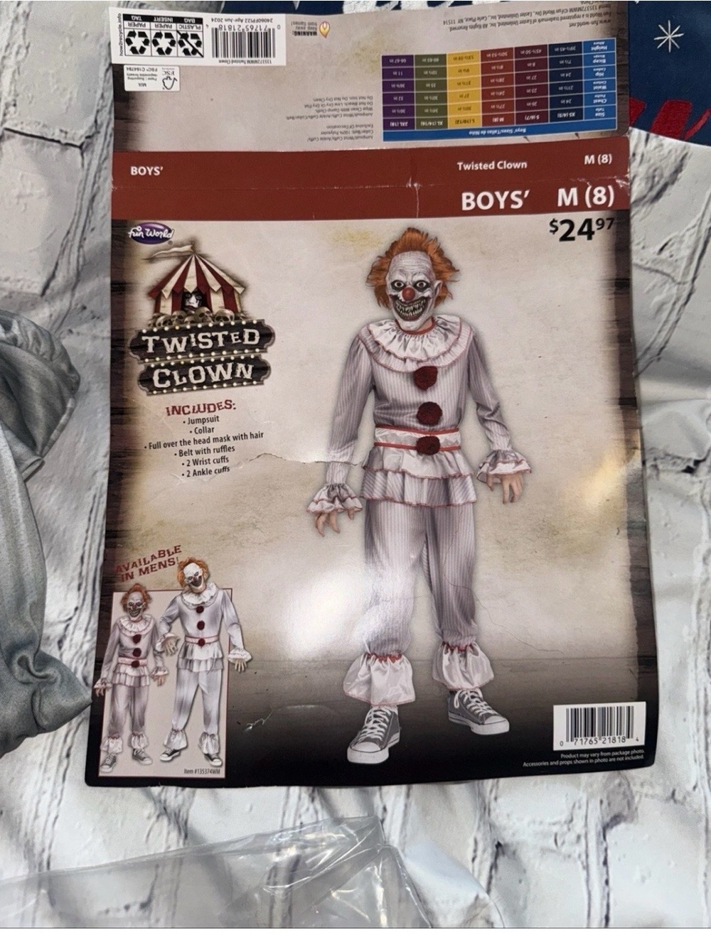 Fun World Boys Twisted Clown Child’s Halloween Costume 6 Pc Set medium (8)